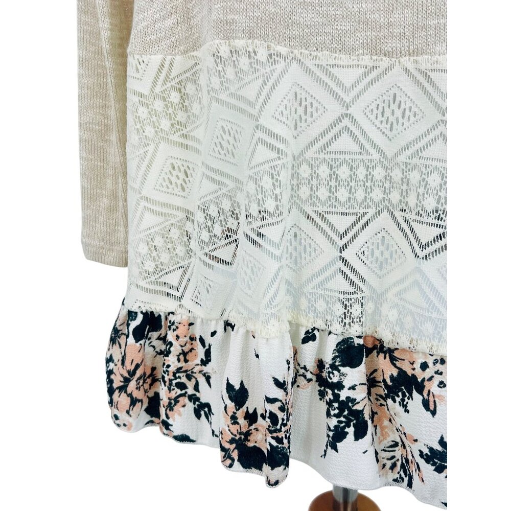 NWT Hooded Ruffle Hem Knit Tunic Top | Coquette Boho Coastal Cowgirl Soft Grunge - Picture 9 of 16